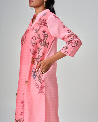 Blossom Bloom Printed Linen Kurta