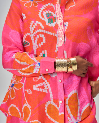 Pink Bloom Fiesta Printed Linen Kurta