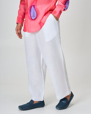Ethereal White Wide-Leg Linen Trousers