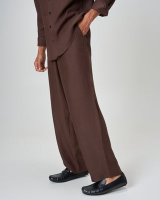 Espresso Wide-Leg Linen Trousers