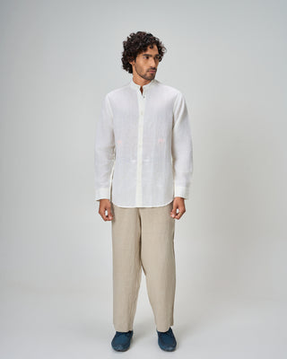 Flamingo Isle Embroidered Linen Shirt