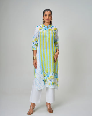 The "Coastal Garden" Mixed-Print Kurta