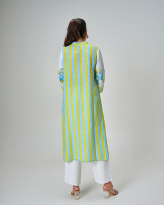 The "Coastal Garden" Mixed-Print Kurta