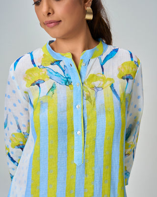 The "Coastal Garden" Mixed-Print Kurta